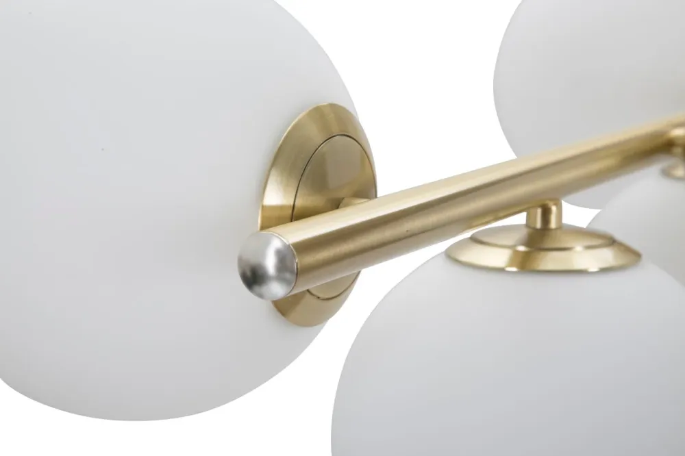 Glamy Deckenlampe 7-flammig 81x74 cm – Moderne Hängeleuchte Gold mit Glas-Kugeln