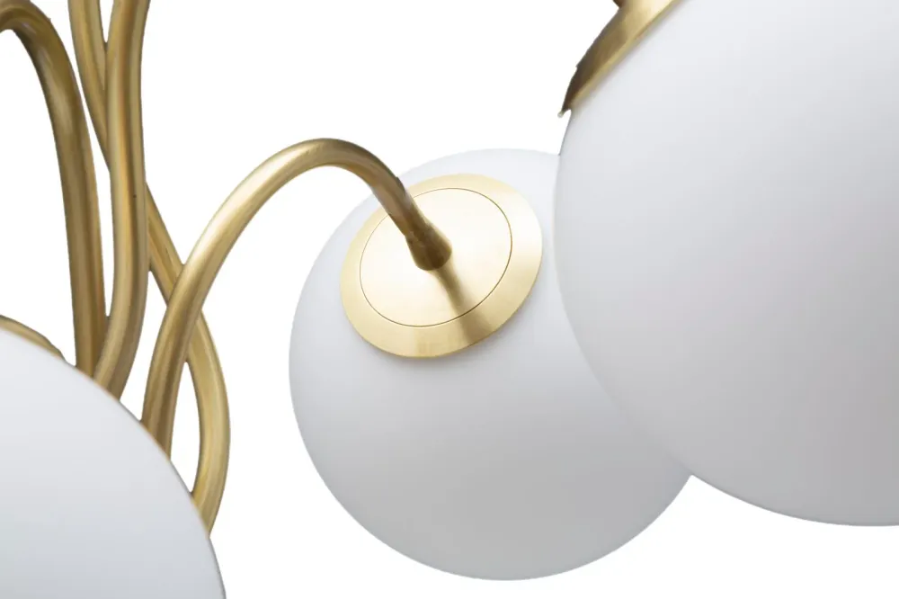 Glamy Tischlampe 4-flammig 74 cm – Goldene Designleuchte mit Glas-Kugeln