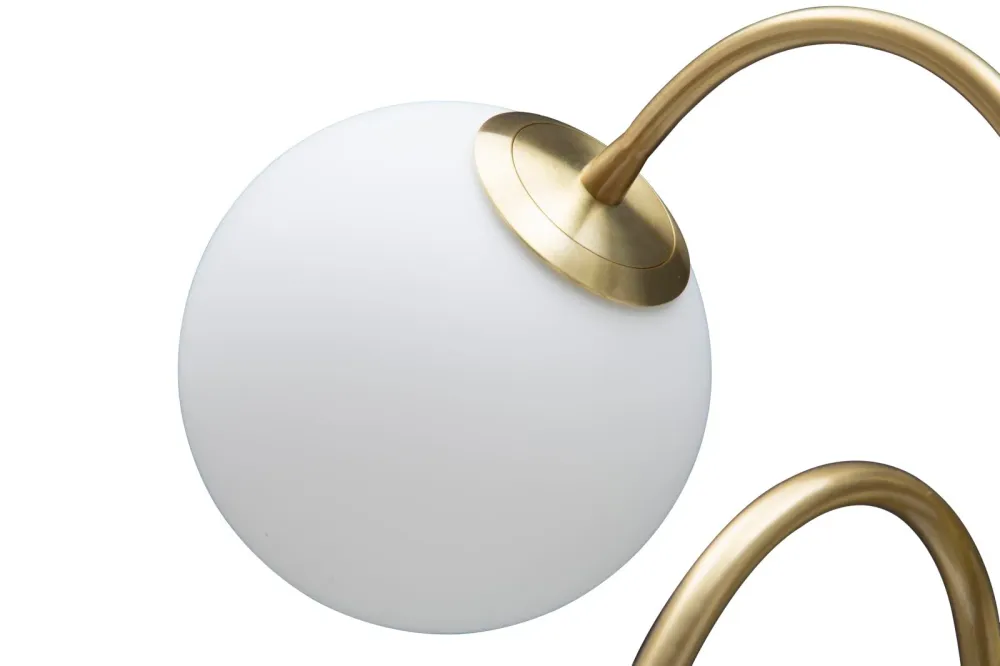 Glamy Tischlampe 4-flammig 74 cm – Goldene Designleuchte mit Glas-Kugeln