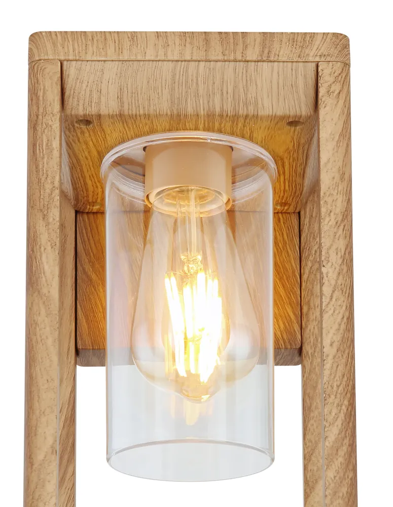 Außenwandleuchte Globo Lighting Candela Aluminium Licht Holz E27