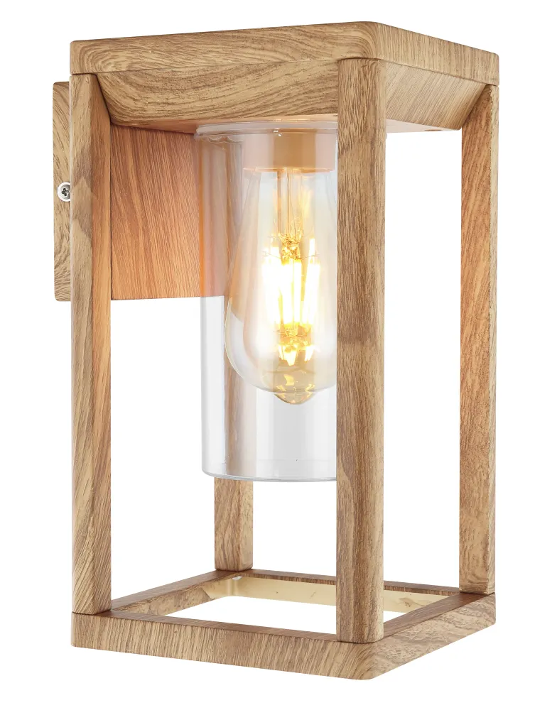 Außenwandleuchte Globo Lighting Candela Aluminium Licht Holz E27