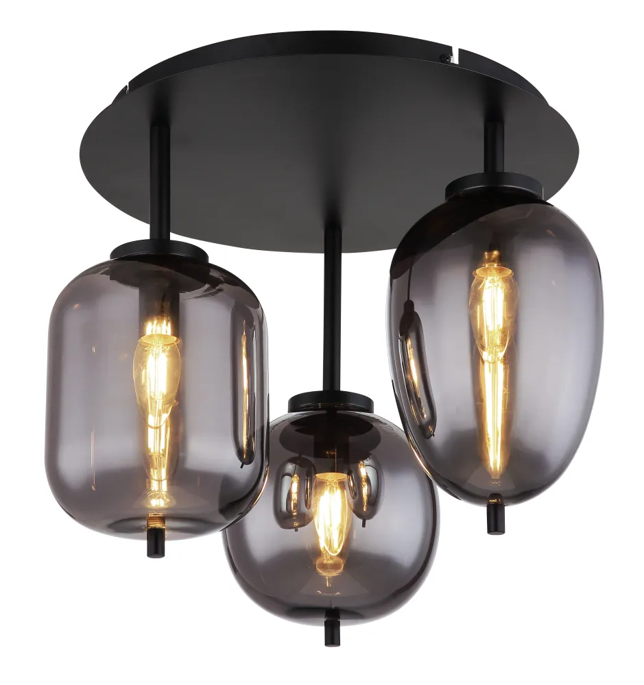Globo Lighting Blacky Deckenpendelleuchte, Metall, schwarz, E14, 3L Black