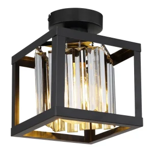 Globo Lighting Mathilde Deckenleuchte, flach der Wand montiert, Metall, schwarz, E27
