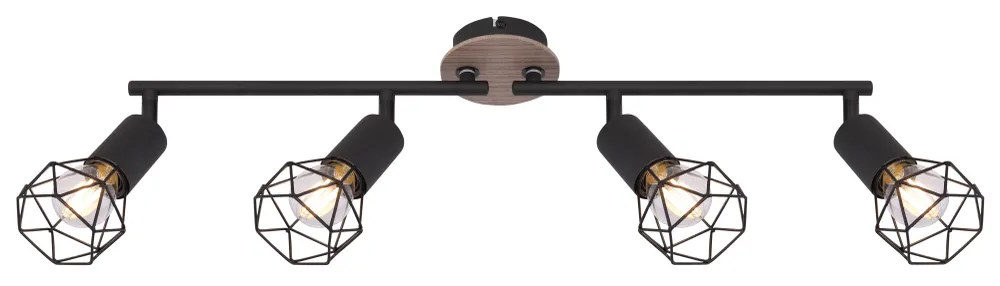 Globo Lighting Xara I Schienenleuchte, Metall, Schwarz, E14, 4L