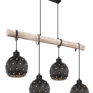 Lineare Pendelleuchte Globo Lighting Jodie, Metall, Schwarz, E27, 4L