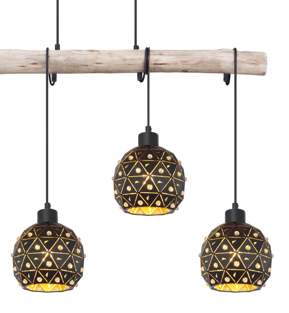 Lineare Pendelleuchte Globo Lighting Jodie, Metall, Schwarz, E27, 4L