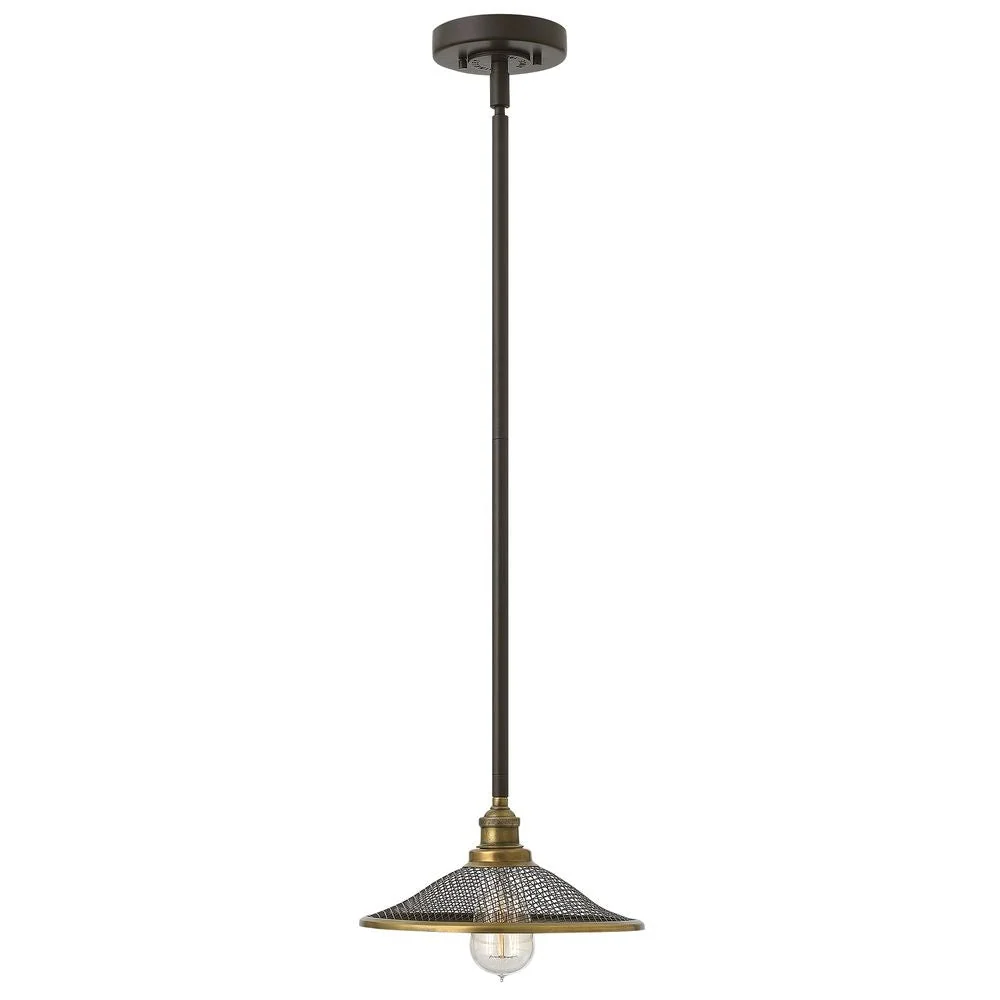 Pendelleuchte Hinkley Rigby 1L, Stahlgitter, Baustahl, E27