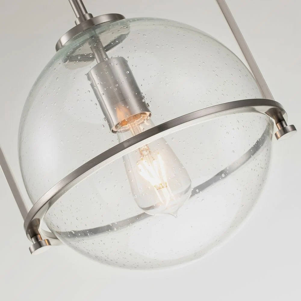 Pendelleuchte Hinkley Somerset, Stahl, klares, strukturiertes Glas, E27