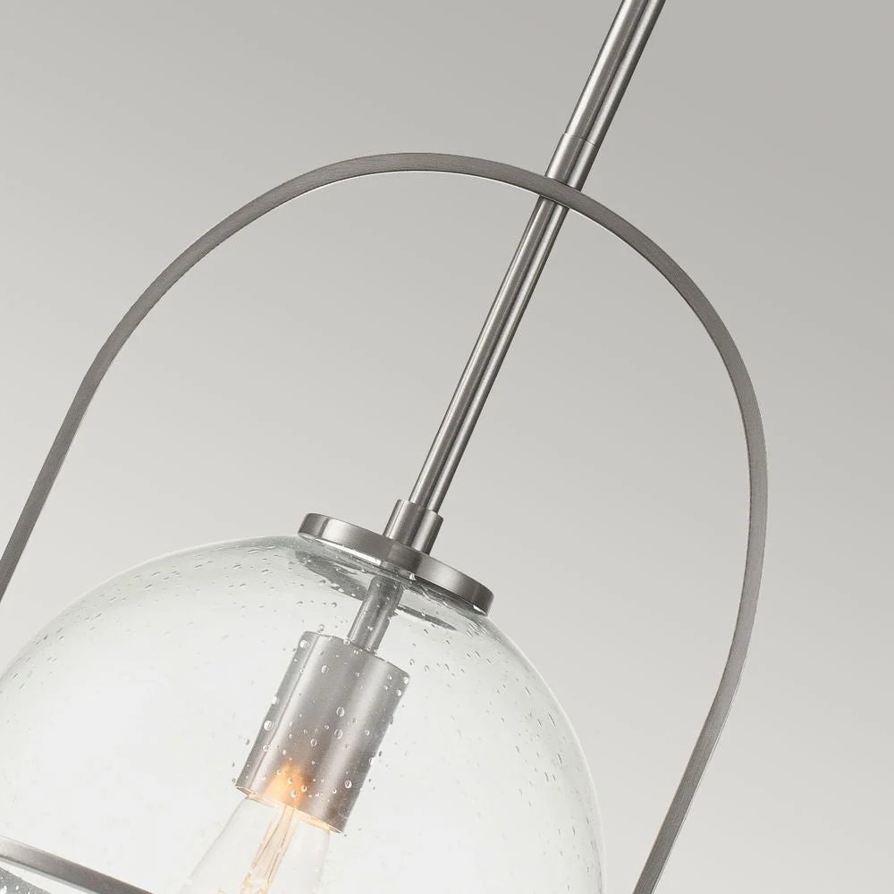 Pendelleuchte Hinkley Somerset, Stahl, klares, strukturiertes Glas, E27