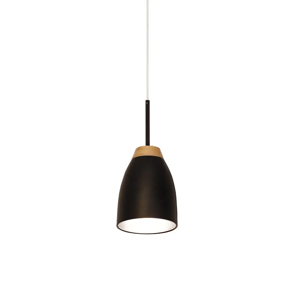 Pendelleuchte Ineslam Holz E27 schwarz/weiß Black