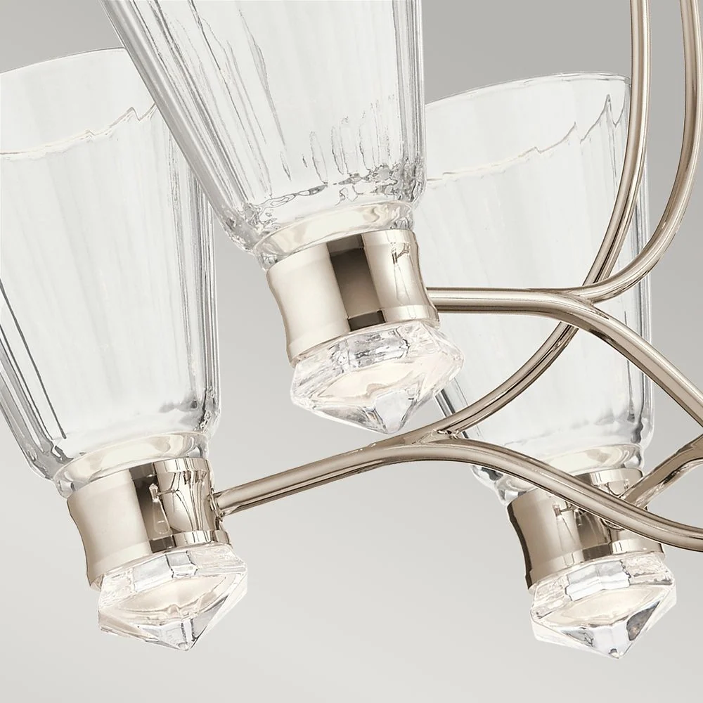 Kronleuchter Kichler (QN-KAYVA13-PN) Kayva Stahl, Aluminium, klares facettiertes Glas LED
