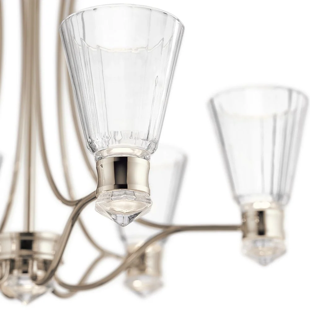 Kronleuchter Kichler (QN-KAYVA13-PN) Kayva Stahl, Aluminium, klares facettiertes Glas LED
