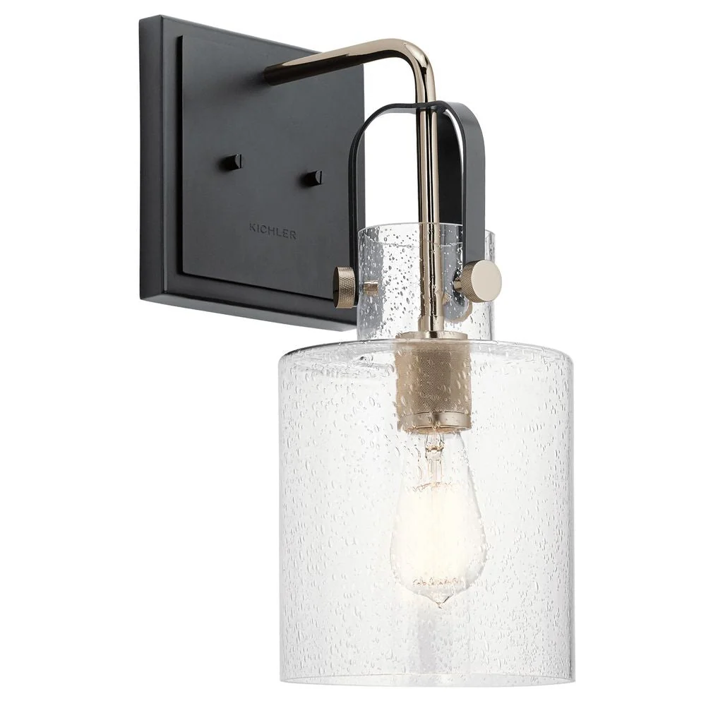 Wandleuchte Kichler (QN-KITNER1-PN) Kitner Stahl, klares, strukturiertes Glas E27