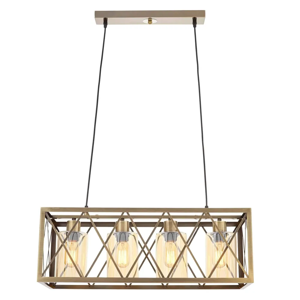Lumina Deco Nortis 4L lineare Pendelleuchte E27, Höhe 25 cm