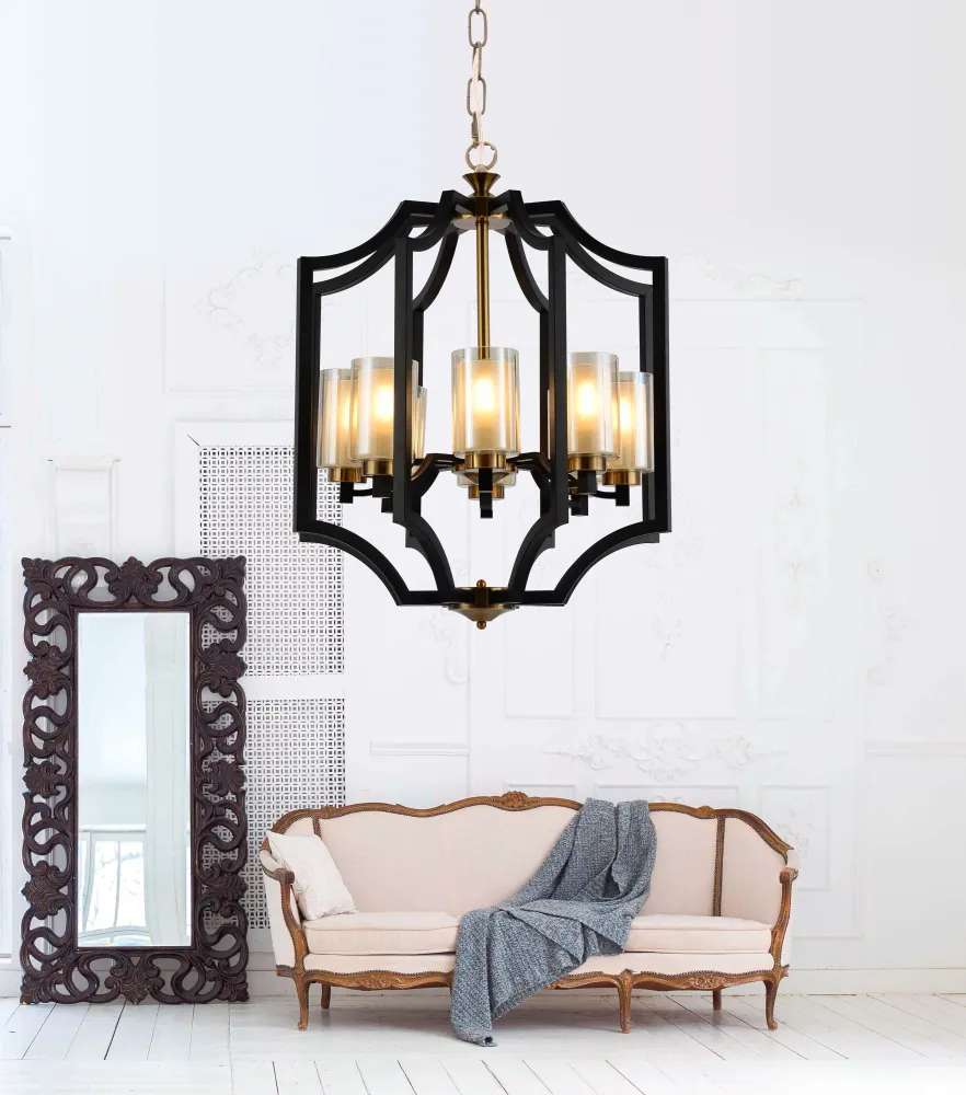 Lumina Deco Vigatto 8L Pendelleuchte E27, Durchmesser 60 cm Black