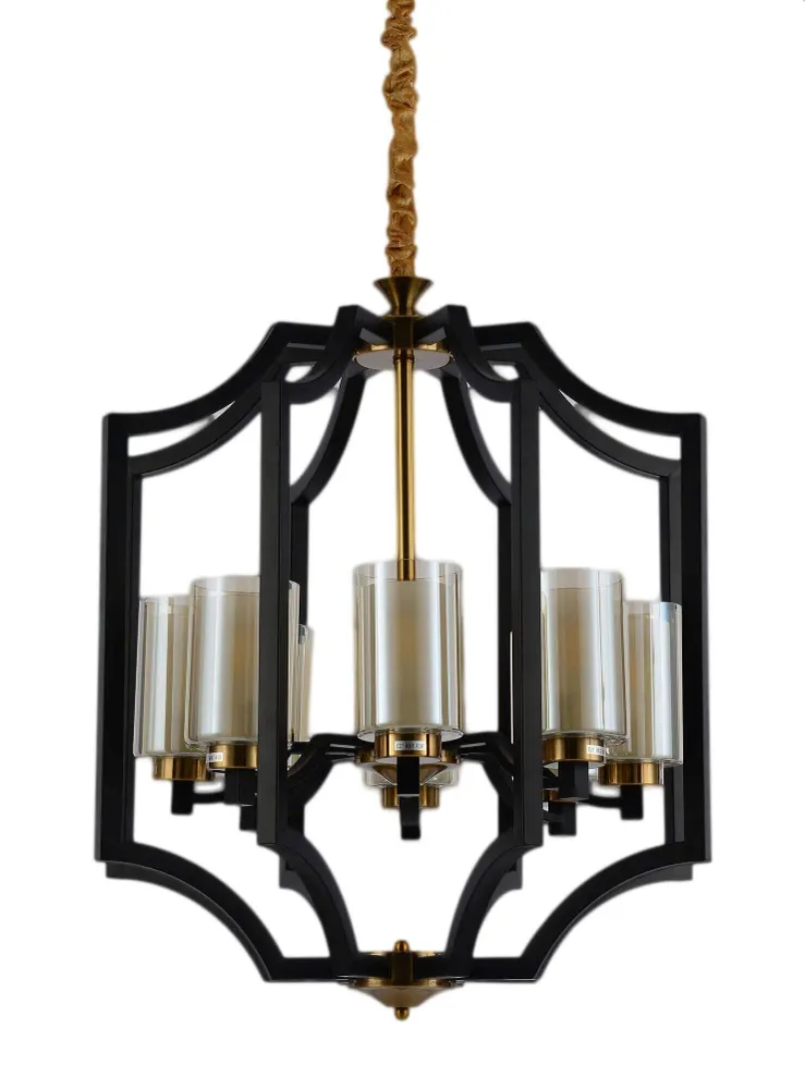 Lumina Deco Vigatto 8L Pendelleuchte E27, Durchmesser 60 cm Black