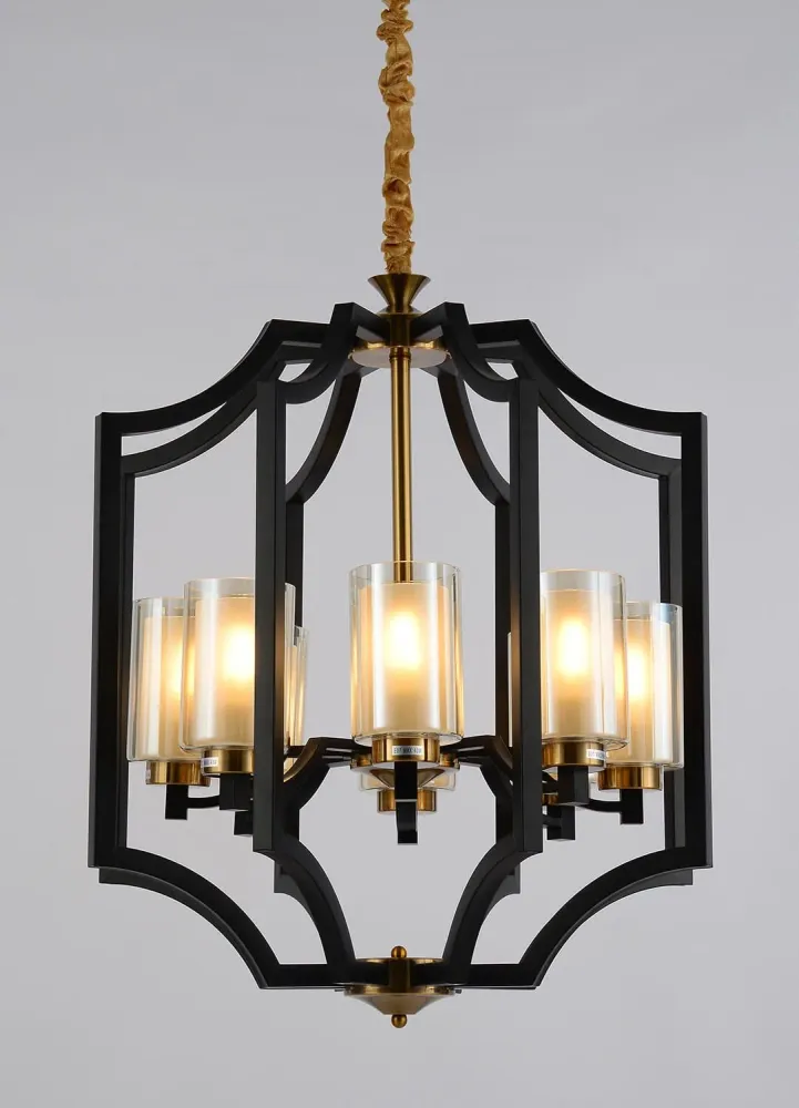 Lumina Deco Vigatto 8L Pendelleuchte E27, Durchmesser 60 cm Black