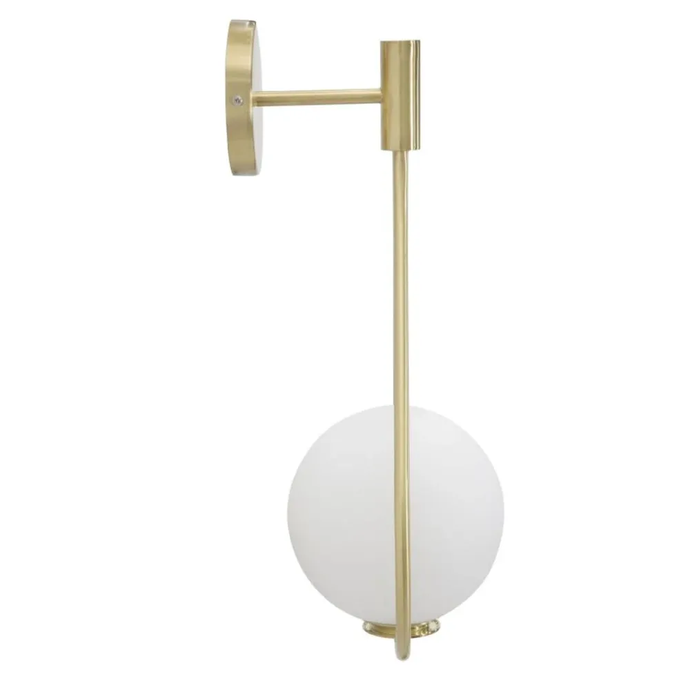Goldene Wandleuchte Tropfenform – Weiße Glaskugel Mauro Ferretti