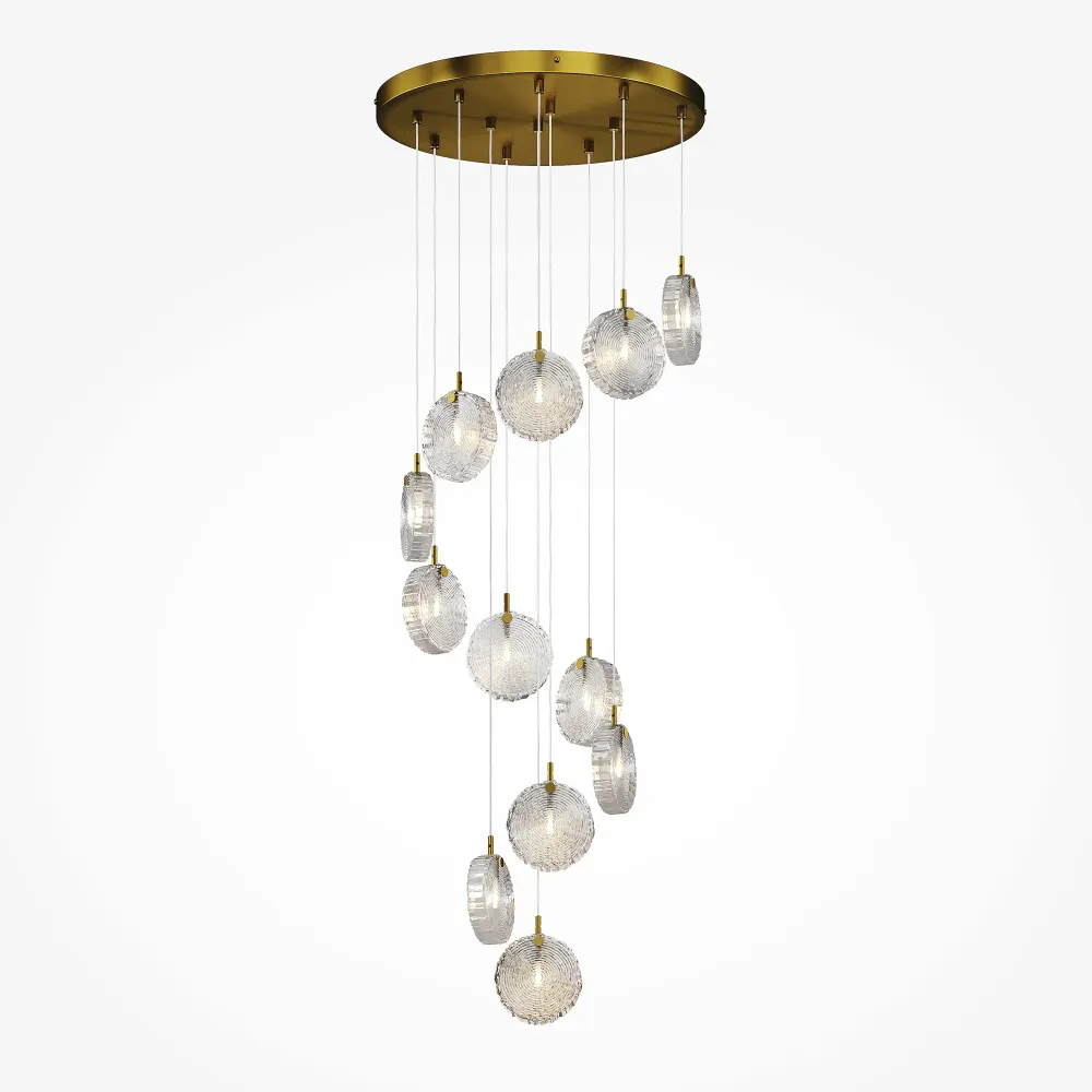 Maytoni Frozen 12L Pendelleuchte, Messing G4 H 371cm