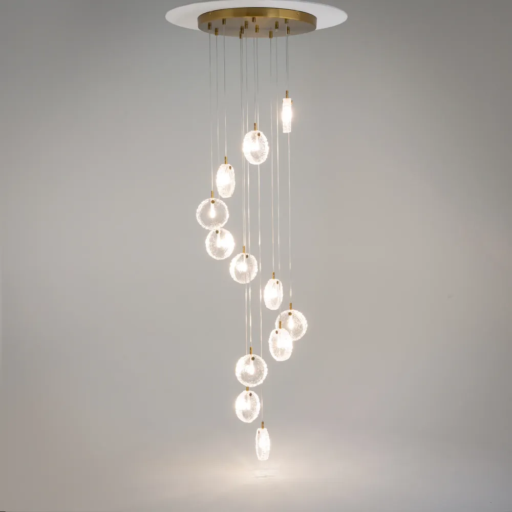 Maytoni Frozen 12L Pendelleuchte, Messing G4 H 371cm