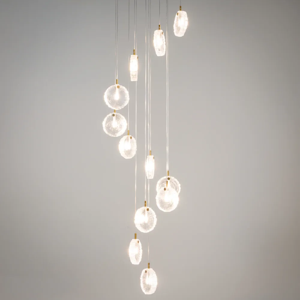 Maytoni Frozen 12L Pendelleuchte, Messing G4 H 371cm
