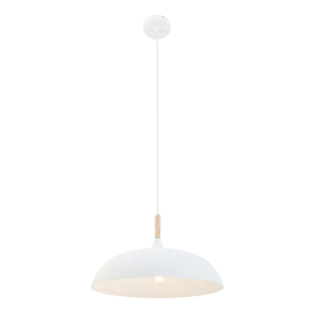 Mexlite Bjorr 1L Pendelleuchte, Holzoptik, weiß, E27, Durchmesser 45 cm