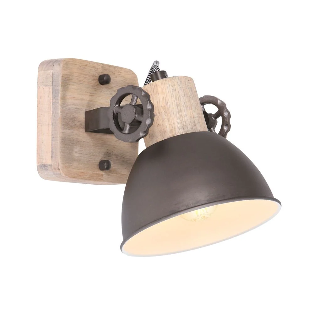Mexlite Gearwood 1L Deckenstrahler, Metall, Anthrazit, E27