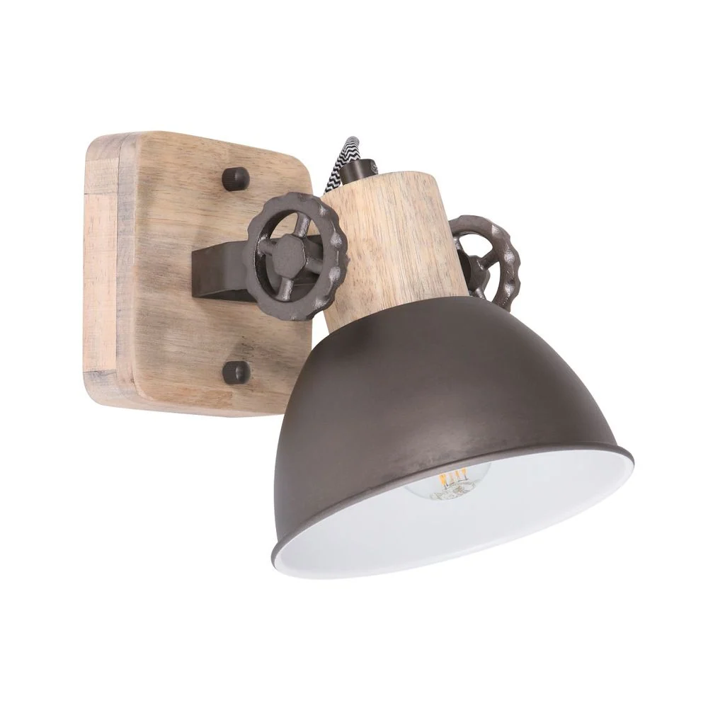 Mexlite Gearwood 1L Deckenstrahler, Metall, Anthrazit, E27