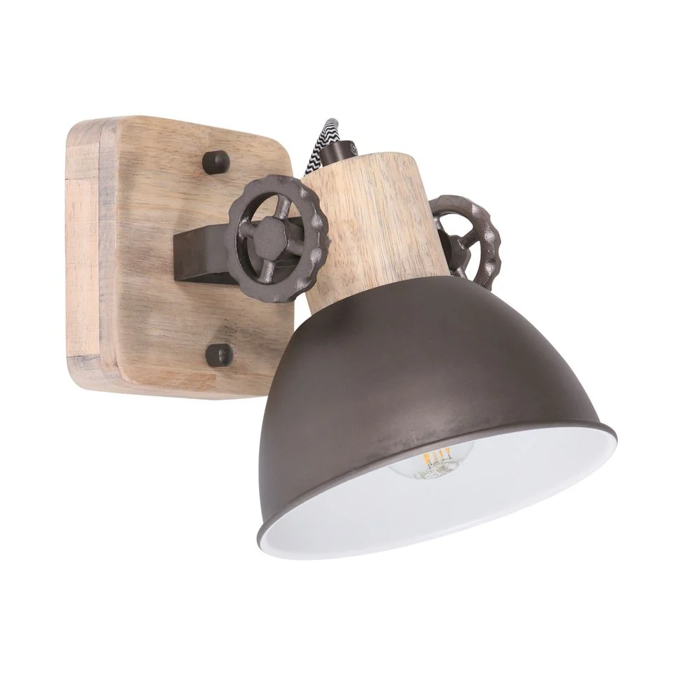 Mexlite Gearwood 1L Deckenstrahler, Metall, Anthrazit, E27
