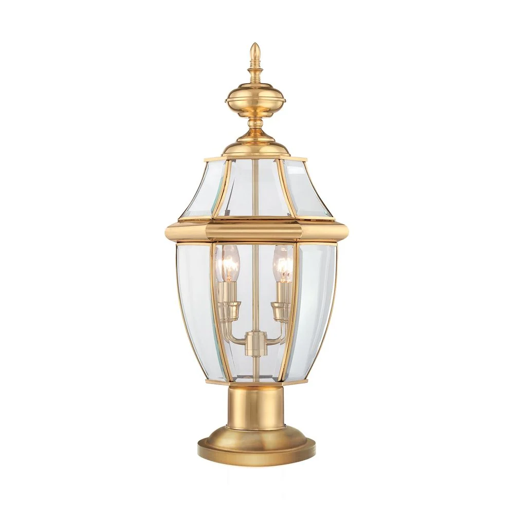 Quoizel Newbury 2L Outdoor-Tischleuchte, Messing, E14, H 57 cm