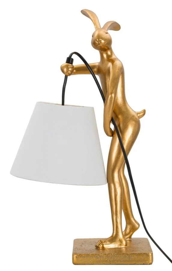 Tischlampe Hase Figur Resin Stoff 47cm Glam