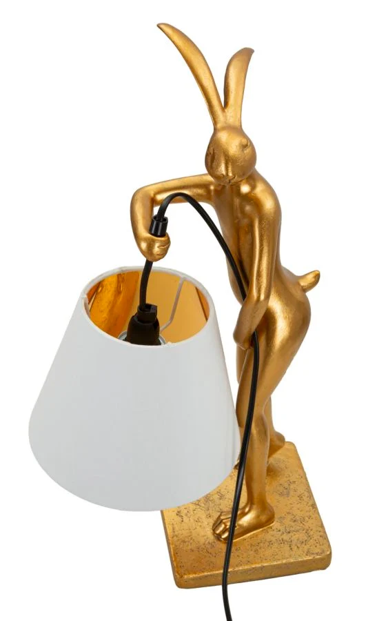 Tischlampe Hase Figur Resin Stoff 47cm Glam