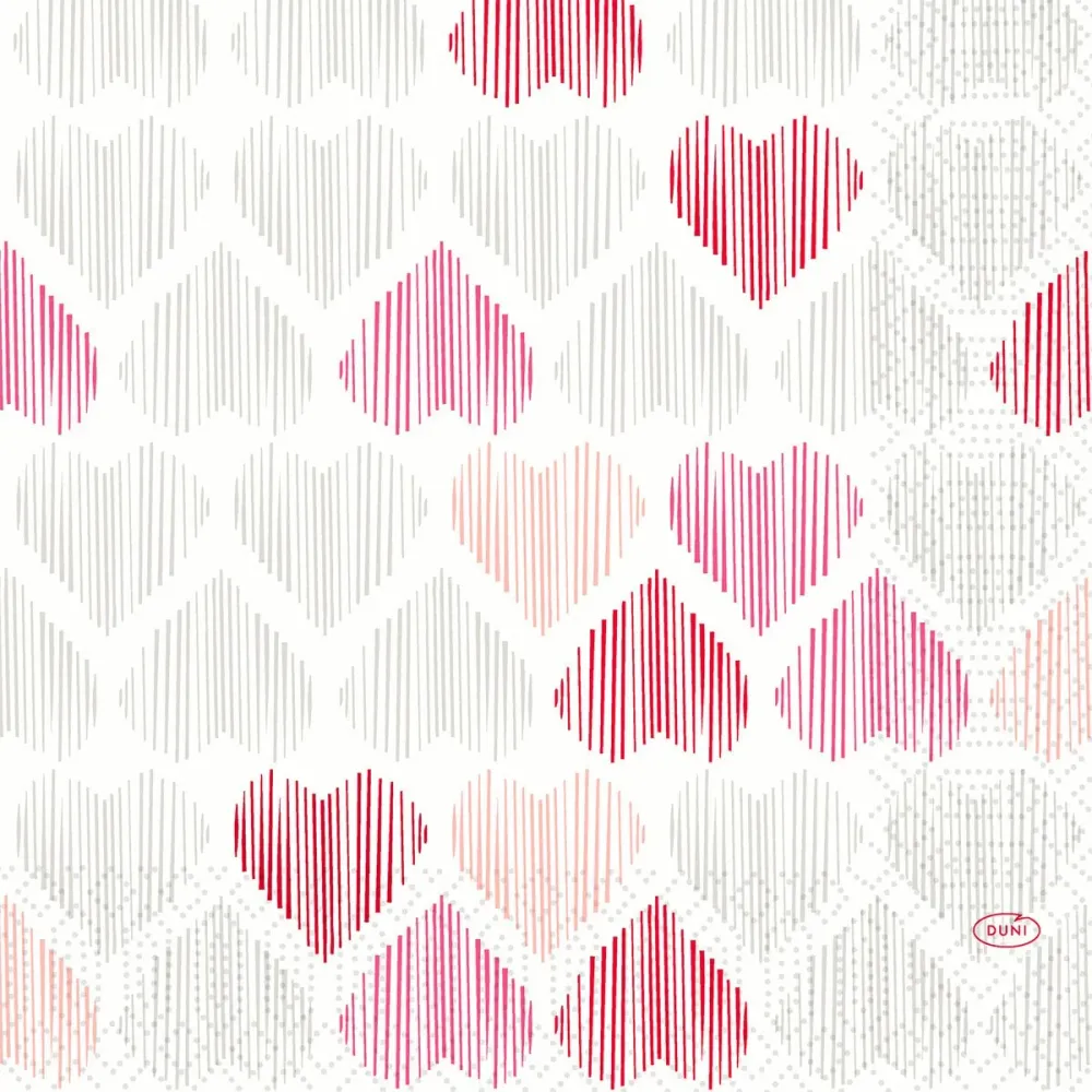 Zellt.-Servietten 33x33 cm, 3-lagig, Amour | Packung (50 Servietten)