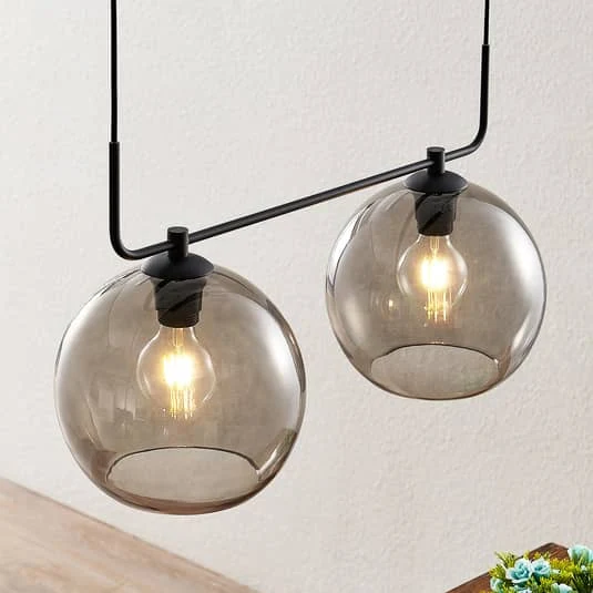 B-Ware Lindby Dasita Hängeleuchte Hängeleuchte Lampe Leuchte Ip20 Rauchglas, Zweiflammi