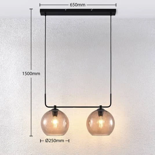 B-Ware Lindby Dasita Hängeleuchte Hängeleuchte Lampe Leuchte Ip20 Rauchglas, Zweiflammi