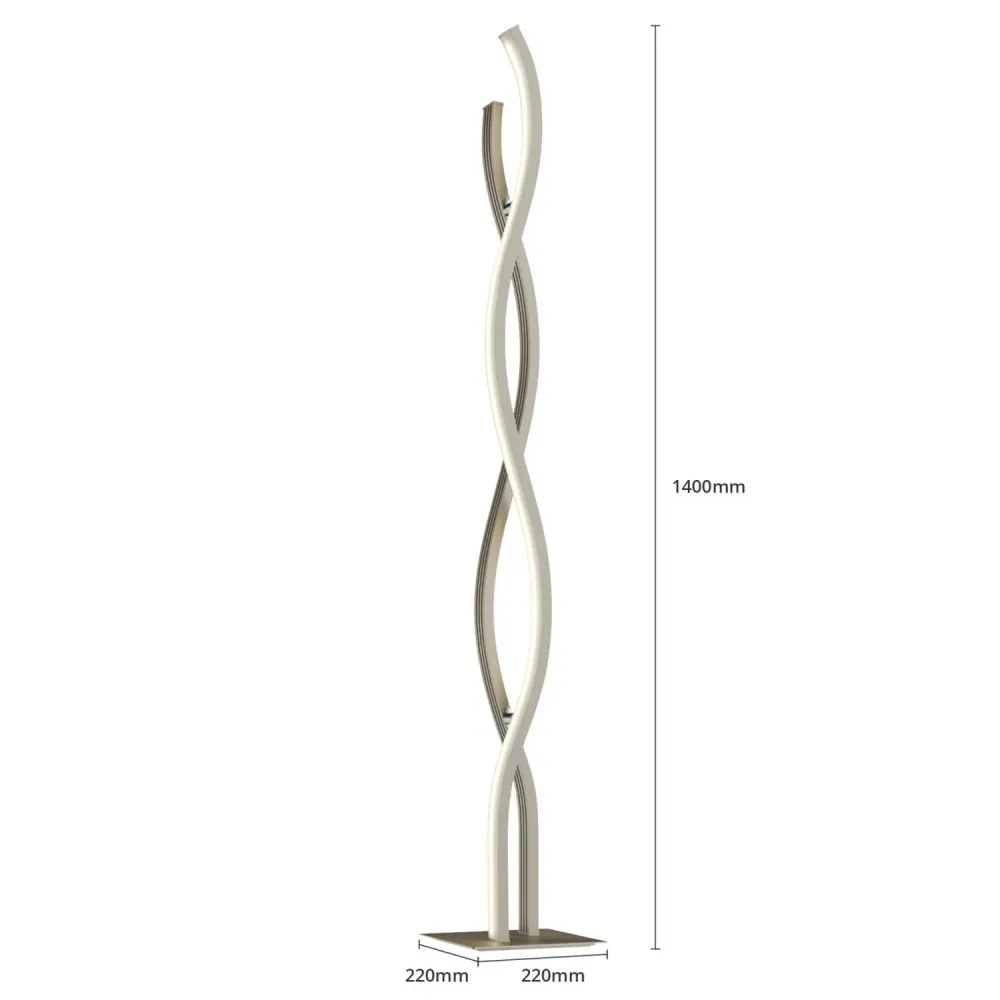 B-Ware Lucande Stehleuchte Standlampe Led Wellenform Alu Warmweiß Dimmbar Kunststoff394