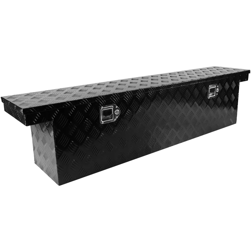 60-Zoll-Werkzeugkiste für LKW, Aluminiumstreifen, Werkzeugkiste für Anhänger, Schwarz 60.2" X 12.2" X 14.4"