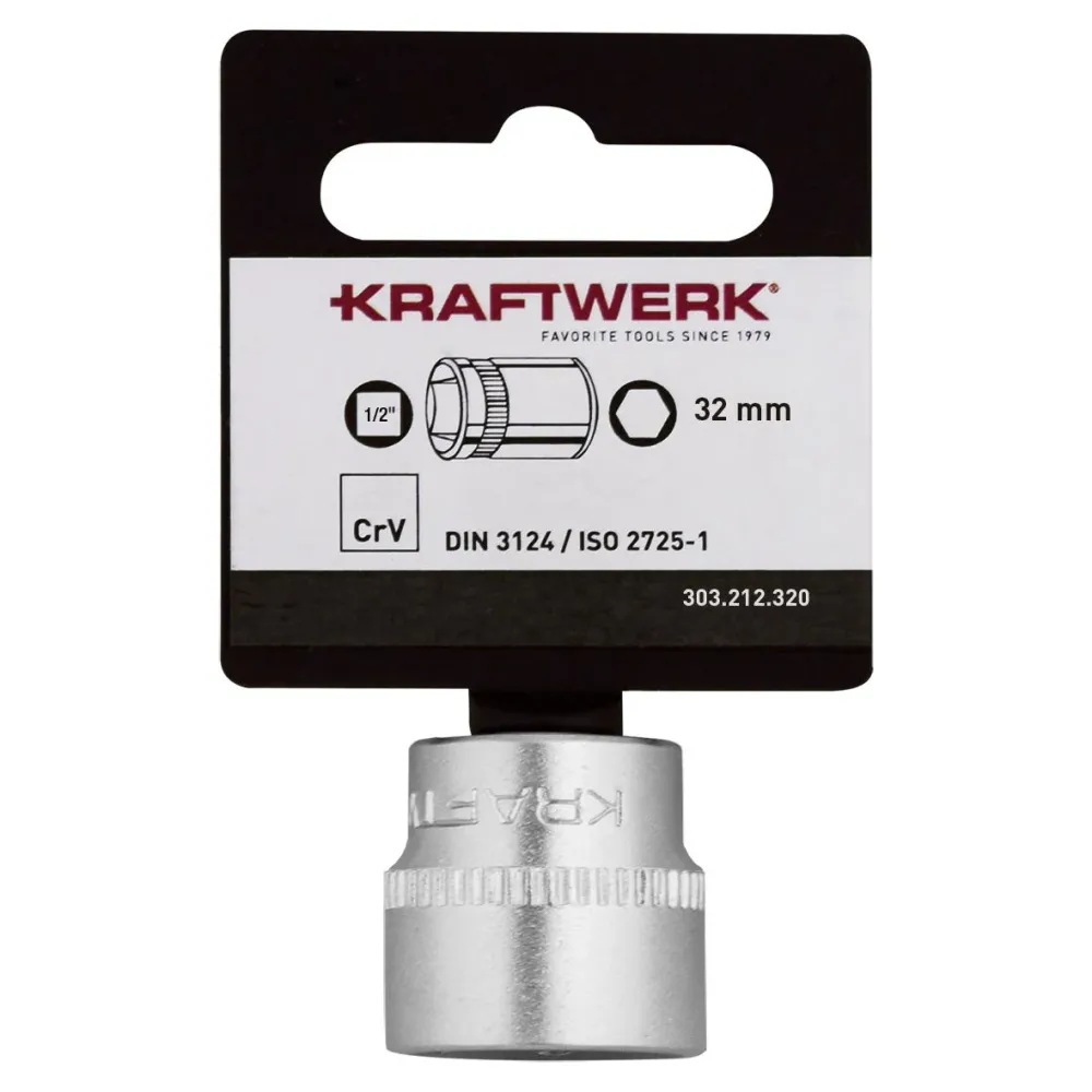 Kraftwerk BASIC LINE 1/2" Steckschlüsseleinsatz Aussen Sechskant, mit Aufhänger, 32 mm