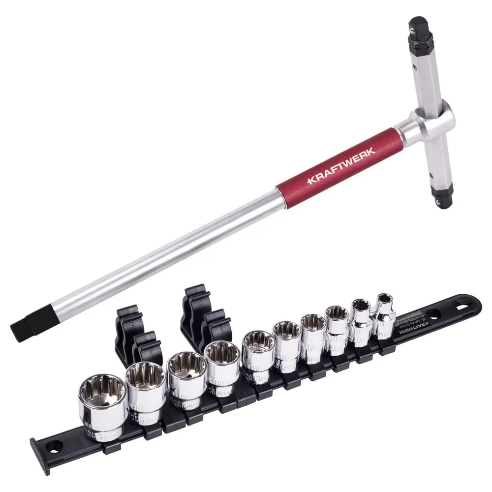 Kraftwerk 3/8" COMBI-Steckschlüssel-Satz mit T-Griff, 6 - 19 mm, 11-tlg