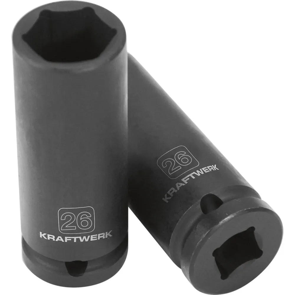 Kraftwerk PRO LINE 3/4" Schlag-Maschinenschrauber Steckschlüsseleinsatz Aussen Sechskant, 90 mm lang, 26 mm