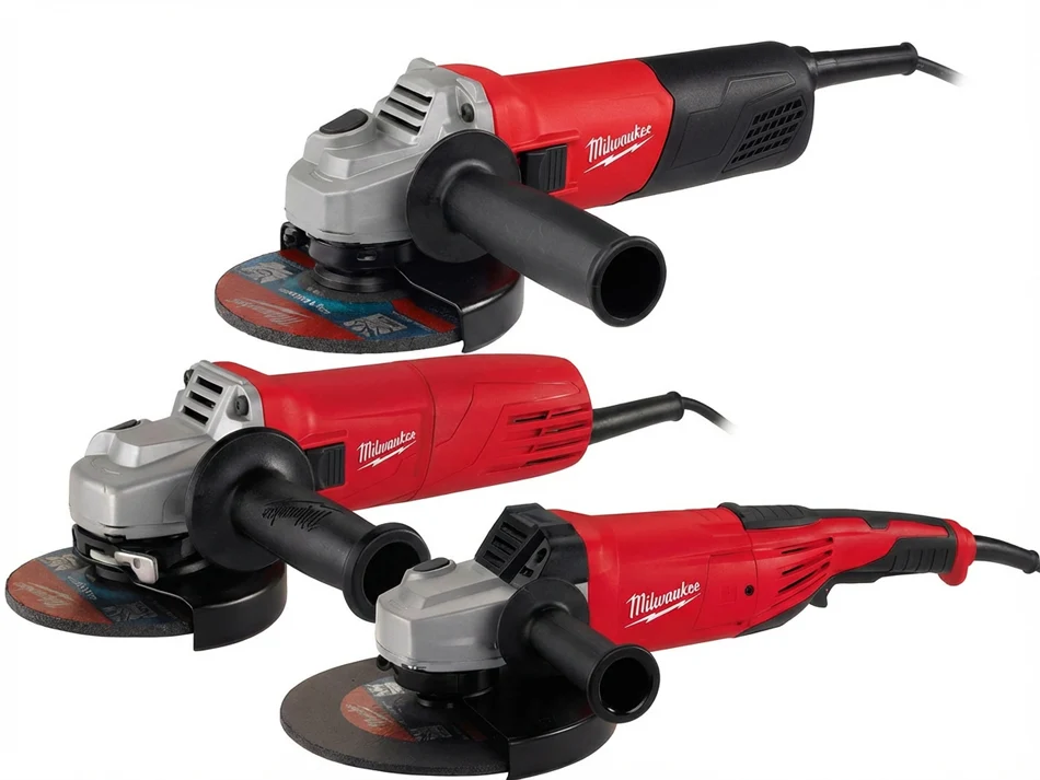 Milwaukee 3-teiliges Profi-Winkelschleifer-Set (AG 800W, 1000W, 2200W)