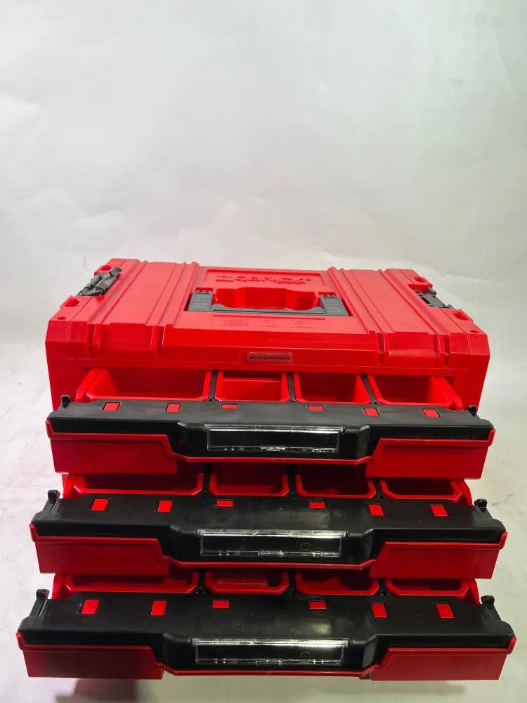 Qbrick System PRO Drawer 3 Toolbox 2.0 Expert RED ULTRA HD Werkzeugkoffer 450 x 310 x 244 mm 13,5 l stapelbar IP54 mit 3 S...