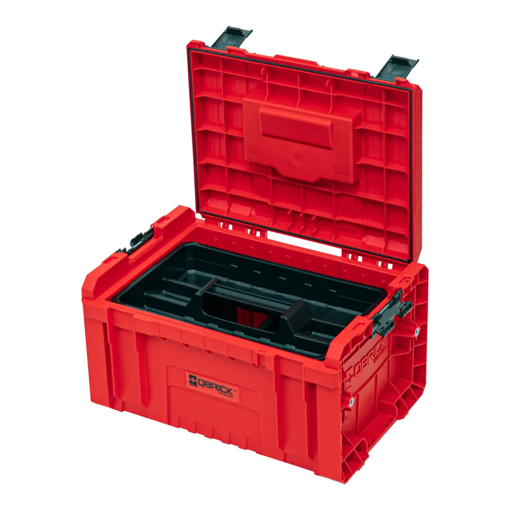 Qbrick System PRO Toolbox 2.0 RED ULTRA HD Custom Werkzeugkoffer 450 x 260 x 240 mm 19 l stapelbar IP54 mit 3 Fächern und...