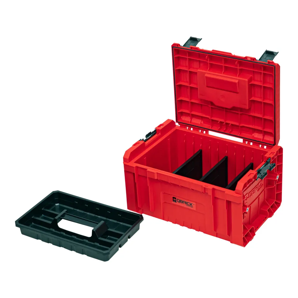 Qbrick System PRO Toolbox 2.0 RED ULTRA HD Custom Werkzeugkoffer 450 x 260 x 240 mm 19 l stapelbar IP54 mit 3 Fächern und...