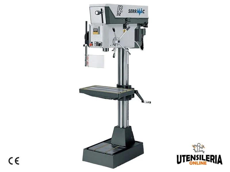 Serrmac R32 Säulenbohrmaschine mit variablem Getriebe, ø 32 mm, Tischschraubstock, Code 3014