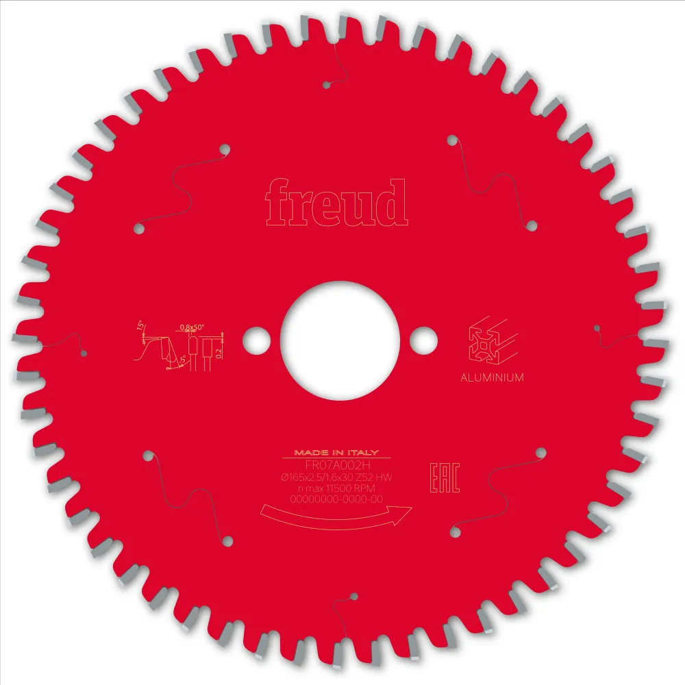 Sägeblatt D165.0x2.50/1.60x30.00 - Z52 FT (Flach - Tarpezzahn)