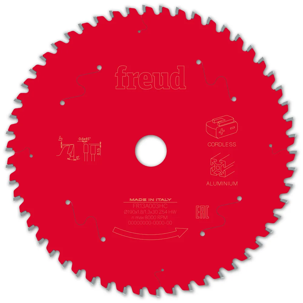 Sägeblatt D190.0x1.80/1.30x30.00 - Z54 FT (Flach - Tarpezzahn)
