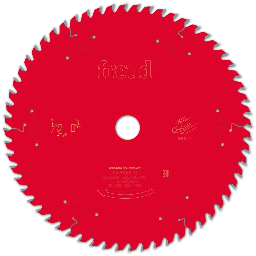 Sägeblatt D255.0x2.80/1.80x25.40 - Z60 WZ (Wechselzahn)