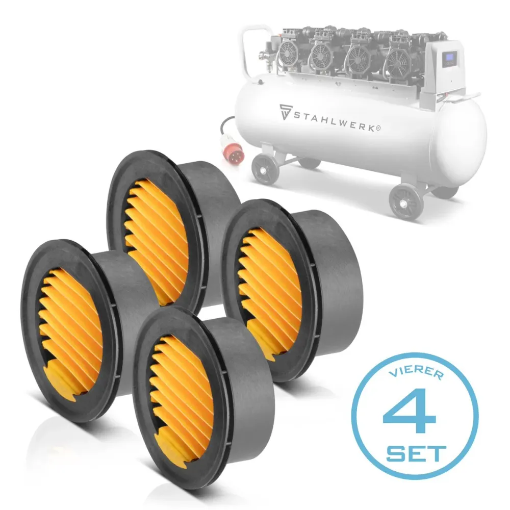 STAHLWERK 4er Set Luftfilter für Druckluft-Kompressor Ersatzfilter | Universal-Filter | Schalldämpfer | Ansaugfilter | Kom...
