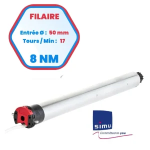 Standardmäßig verkabelter SIMU-Motor T5 – Ø50 mm – 8 Nm – 17 Umdrehungen